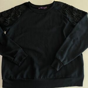 Black sweater with lace shoulders